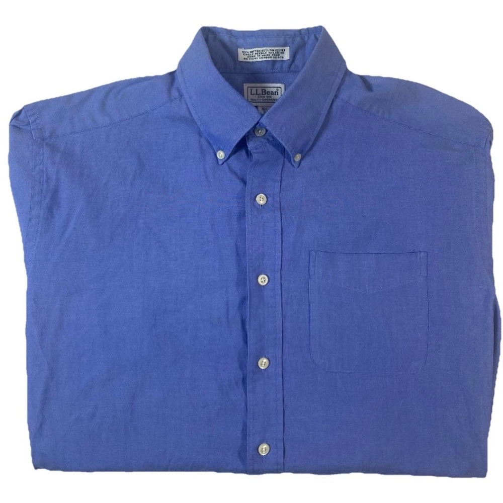 L.L. Bean Blue Casual Button Down Shirt Cotton Blend